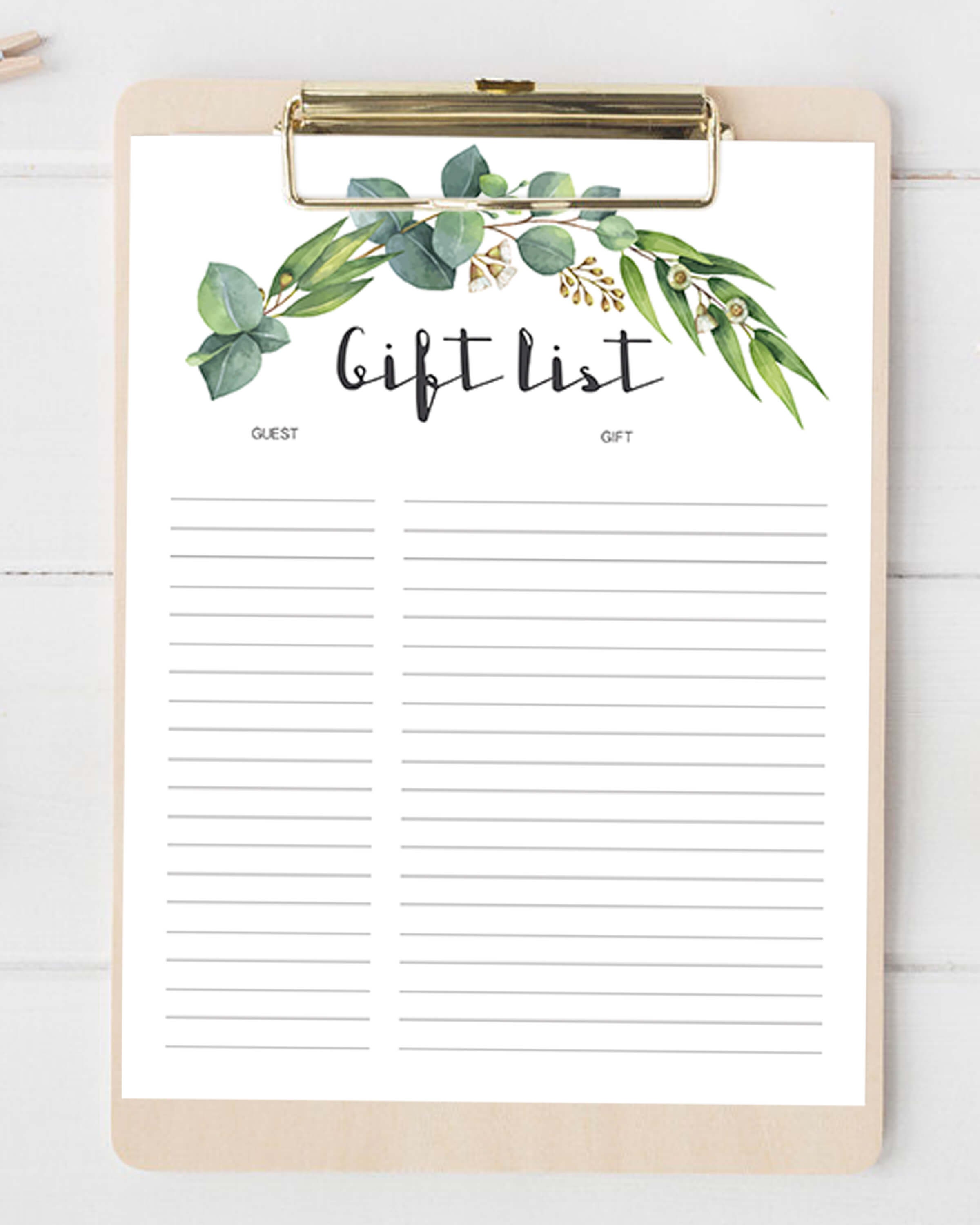 Shower Gift List Free Printable Pink Elephant Baby Shower Gift List 