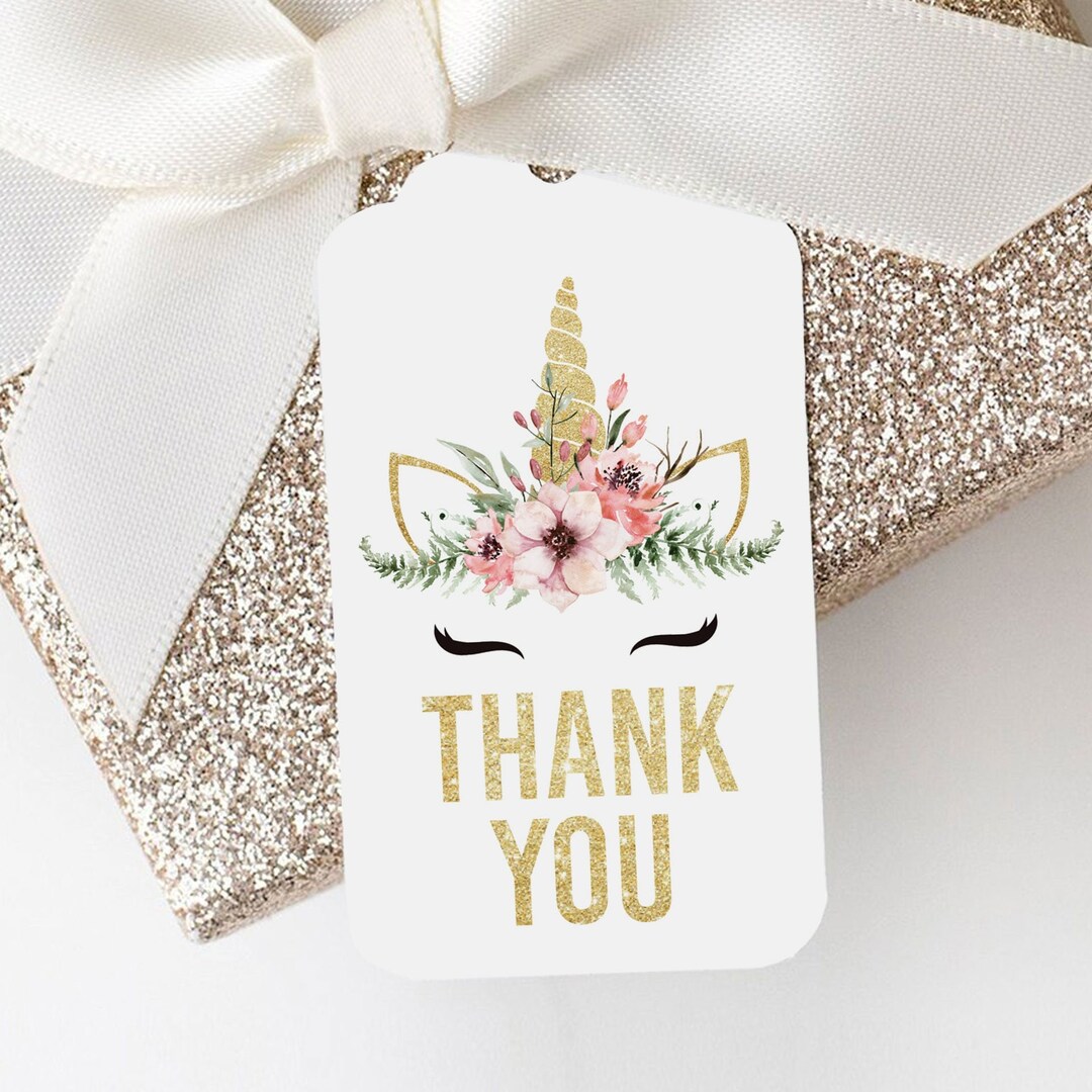 Unicorn Favor Tags Printable Floral Unicorn Baby Shower Favor Tags ...
