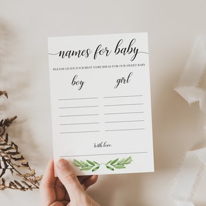 Greenery babyshower-activiteitsnamen voor babykaart Gender-onthullingsspel Genderneutraal babyshower naamspelletjes voor aanstaande ouders GL1