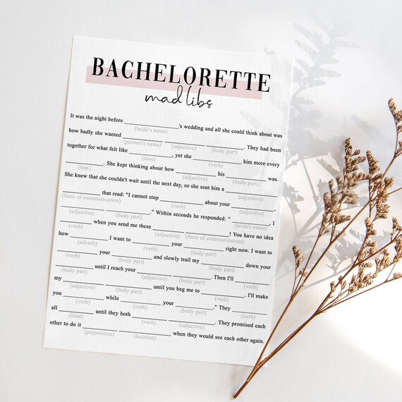 Bachelorette Mad Libs Game Printable Dirty Games Minimalist - Etsy