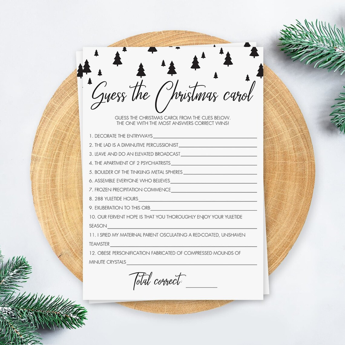 Guess the Christmas Song Game Winter Wonderland Nordic | Etsy