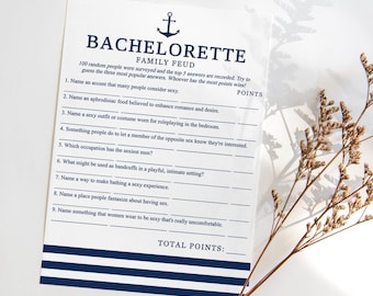 Nautical Bachelorette Family Feud Game Printable Sailor Bachelorette Theme Family Feud Questions and Answer Key Beach Boat Summer Hen Do NL1