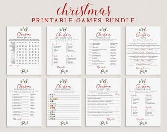 Christmas Games Bundle Printable Christmas Greenery Holiday Party Games ...
