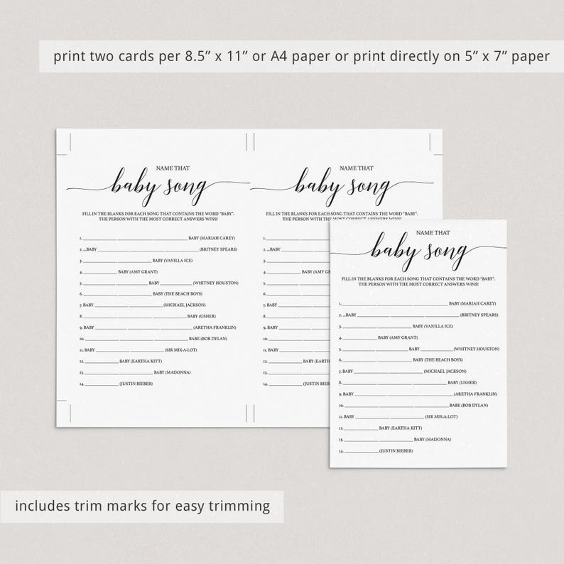Gra „Nazwij tę piosenkę dla dziecka” Gry dla dzieci na baby shower do pobrania natychmiast Gra „Zgadnij melodię dziecka” Gry rustykalne na baby shower do wydrukowania z papieru Kraft zdjęcie 5
