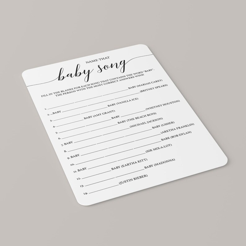 Gra „Nazwij tę piosenkę dla dziecka” Gry dla dzieci na baby shower do pobrania natychmiast Gra „Zgadnij melodię dziecka” Gry rustykalne na baby shower do wydrukowania z papieru Kraft zdjęcie 7