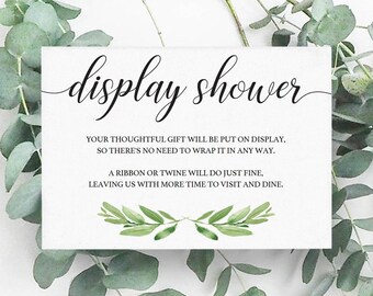 Display Shower Insert Display Shower Baby Shower Greenery Themed Baby Shower Display Shower Card Display Shower Baby Shower Printable GL1