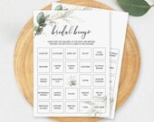 Gold and Green Bridal Bingo Game Printable Greenery Bridal Shower Bingo Cards Prefilled Bridal Shower Bingo Prefilled Bingo Template PDF GG2