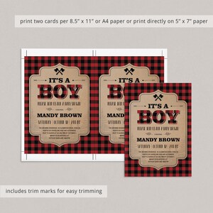 Buffalo Plaid Baby Shower Invitation Set Instant Download Fall Baby Shower Invitation Lumberjack Themed Invite Template Boy Babyshower LL2 image 6