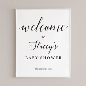 Calligraphy Welcome Sign Baby Shower Signs Printable Black and White Welcome to Sign Editable Baby Shower Welcome Sign Template Download CL2 image 2