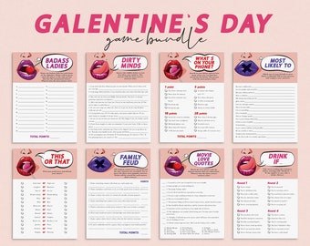 Girls Night Games Lips Galentines Day Games Bundle Printable Ladies Night Drinking Game Pop Art Adult Games Dirty Minds Trivia Friends PL2