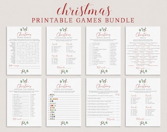 Christmas Games Bundle Printable Holiday Party Games Family Christmas Party Games Package Christmas Office Party Game Christmas Greenery CB1