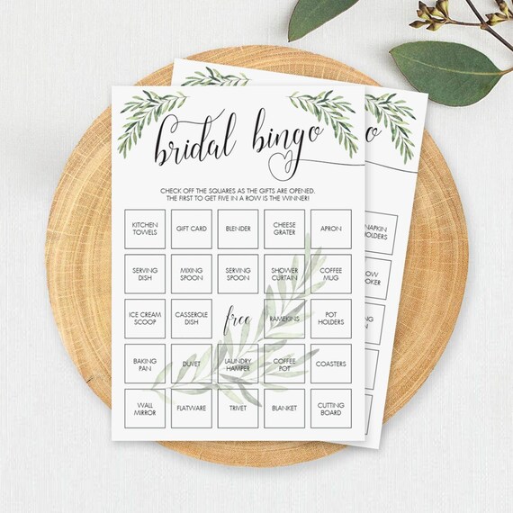 Greenery Bridal Bingo Cards Botanical Bridal Shower Bingo Template Editable Garden Bridal Party Games Printable Green Bridal Shower Game OF2