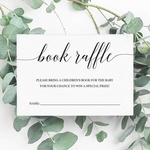 Baby Book Raffle Minimal Baby Shower Book Raffle Insert Simple Babyshower Invitation Insert Printable DIY Baby Library Card Bring a Book CL2