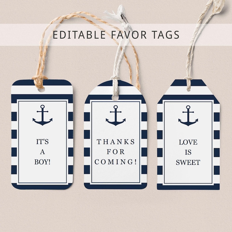 Baby Shower Favor Tags for Boy Printable Baby Shower Thank You Tags ...
