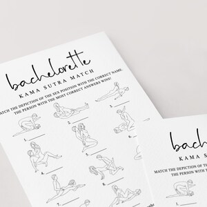 Kama Sutra Match Game Printable Minimalist Bachelorette Party Activity ...