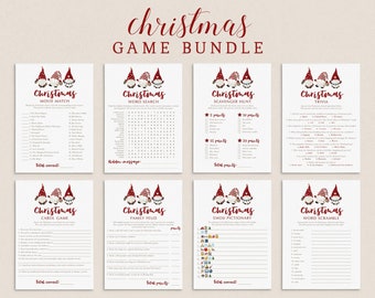 Christmas Gnomes Christmas Games Bundle Printable Holiday Office Party Games Adult and Kids Christmas Scavenger Hunt Xmas Trivia Quiz CG3