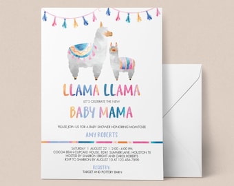 Llama Llama Baby Mama Baby Shower Invitation Template Llama Mama Shower Invitation Alpaca Baby Shower Invitations Llama Baby Shower File LM1