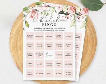 Inkdotpot Bridal Shower Bingo Game Cards - Bulk 50 Blank Floral Greenery Cards For Wedding & Bachelorette Parties