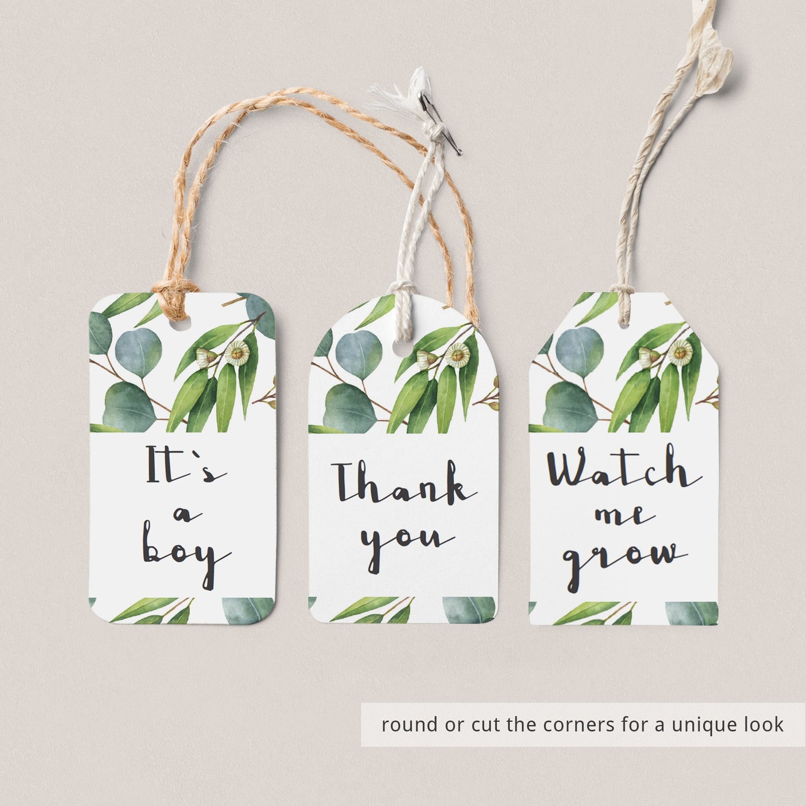 Eucalyptus Thank You Tags for Baby Shower Favor Tags Green Etsy
