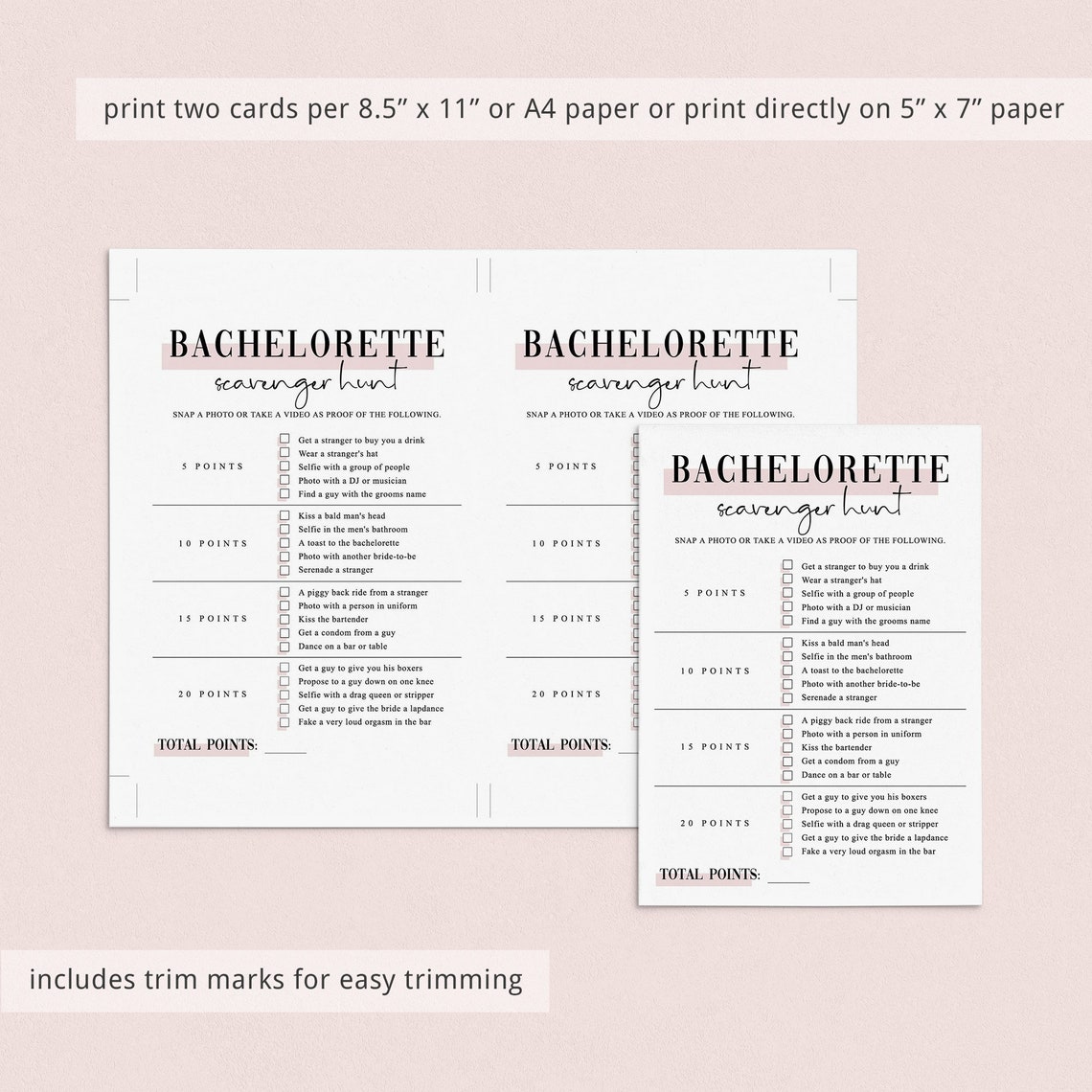 Bachelorette Scavenger Hunt Template Minimalist Bachelorette - Etsy