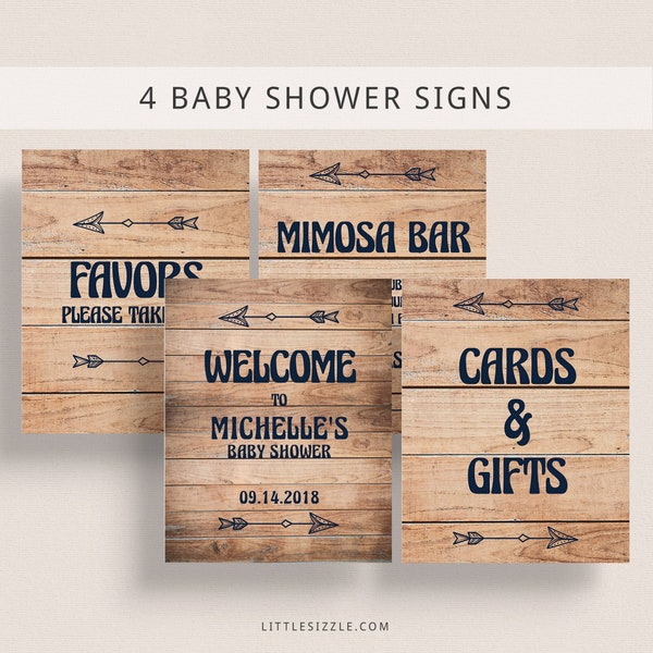 Barn Party Decor Rustic Baby Shower Signs Bundle Welcome Sign Bridal Shower Enchanted Forest Wedding Signs Bundle Rustic Chic Decor DIY BBL