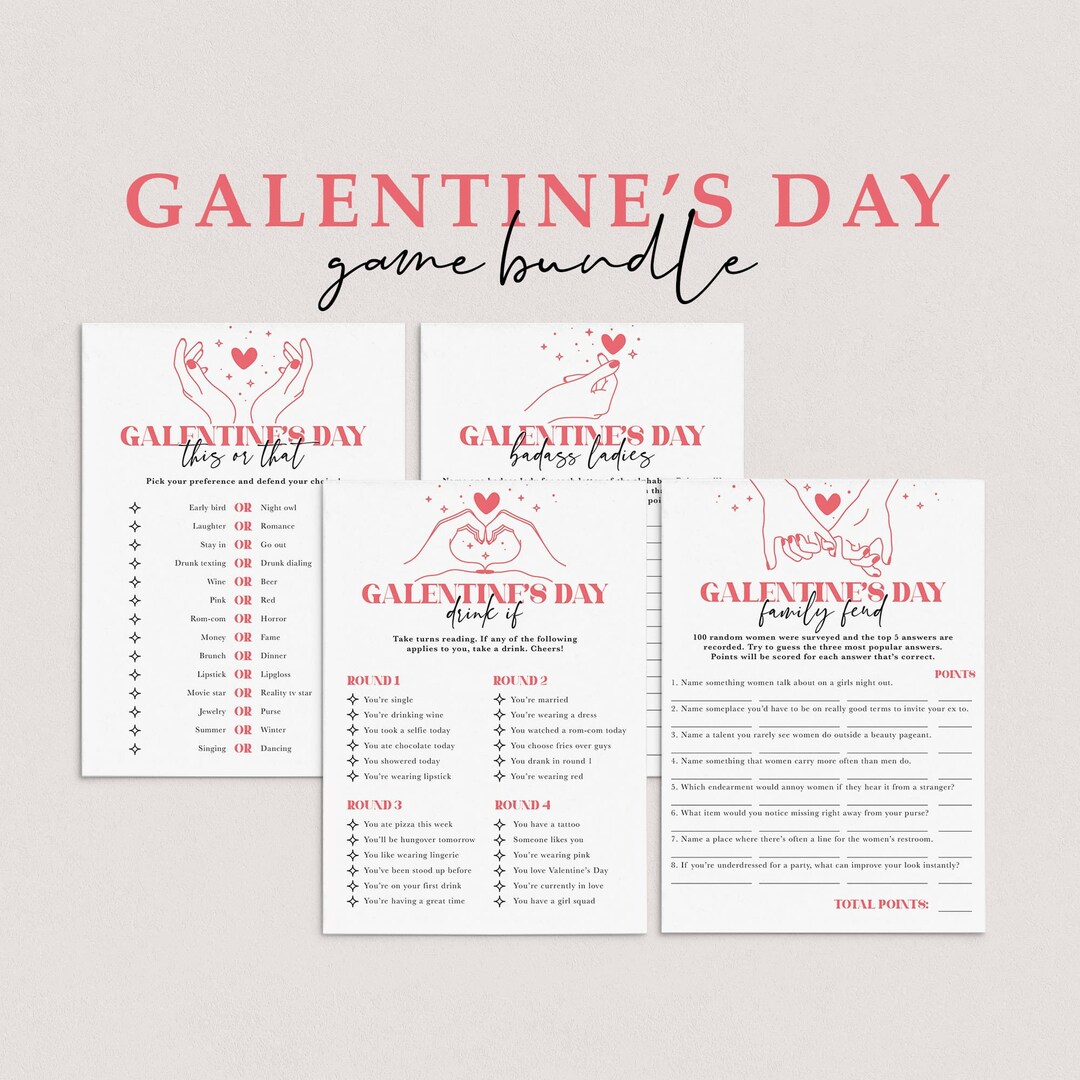 Galentines Day Games Bundle Printable Virtual Galentines Party Games ...