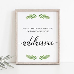 Greenery Baby Shower Addressee Sign Printable Green Neutral Baby Shower Address Envelope Sign Help The Busy Mom Address an Envelope GL1