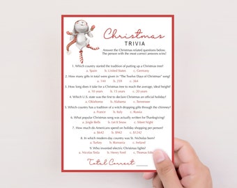 Christmas Quiz Questions and Answers Virtual Christmas Trivia Game Printable Zoom Games for Christmas Office Party Holiday Trivia Games HH2