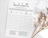 Dirty Bachelorette Scattergories Game: Minimalist Hen Party (Printable)