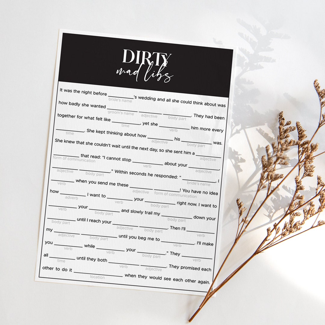 Bachelorette Mad Libs Game Printable Dirty Games Minimalist ...