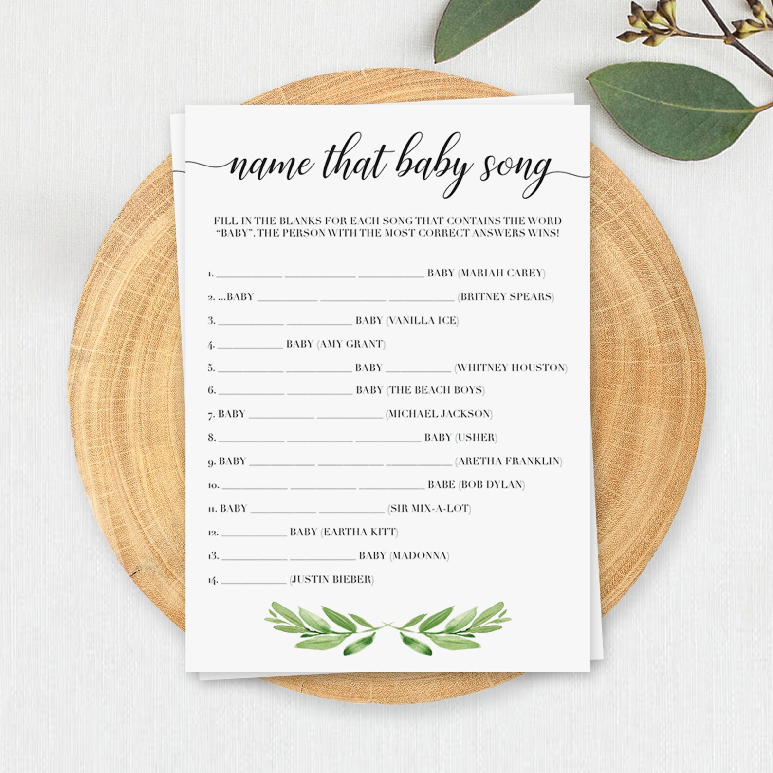 Name That Tune Baby Shower Game Printable Name That Baby Song | Etsy