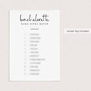 Kama Sutra Match Game Printable Minimalist Bachelorette Party Activity ...