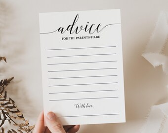 Best Advice for Parents to Be Calligraphy Baby Shower Advice Cards Printable Minimal Baby Shower Games Words of Advice for New Parents CL2