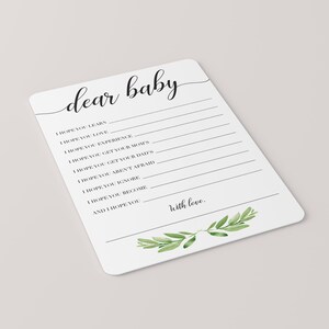 Baby Shower Games Printable Dear Baby Shower Game Instant Download Green Leaves Watercolor Baby Shower Game Baby Wishes Download Baby GL1 image 6