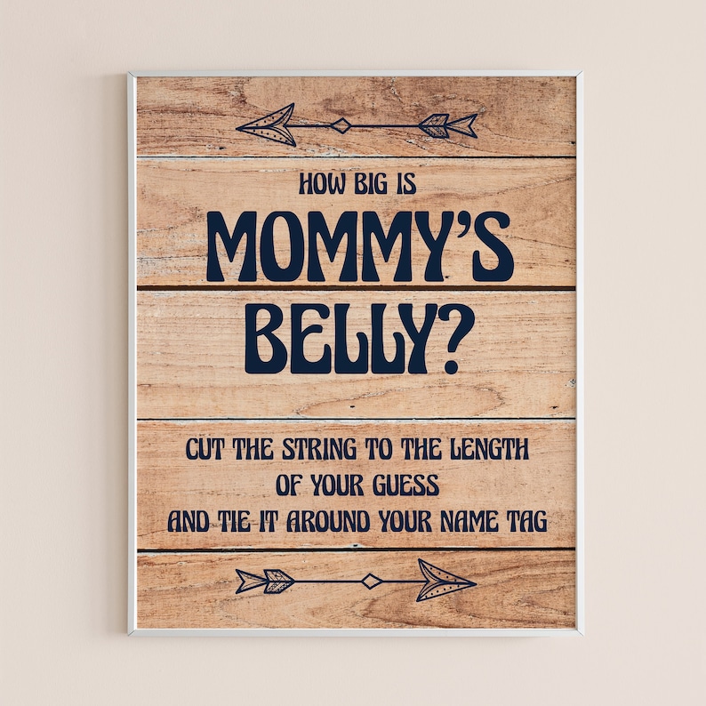 How Big is Mommys Belly Game Sign Lumberjack Baby Shower Games Instant Download Mommys Bump Size Game Rustic Baby Shower Woodland Forest BBL