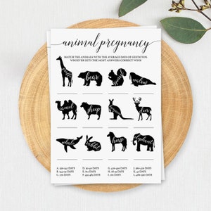 Animal Gestation Game Download Baby Animal Baby Shower Games Printable Rustic Baby Shower Idea Unique Animal Pregnancy Game Card Instant CL2