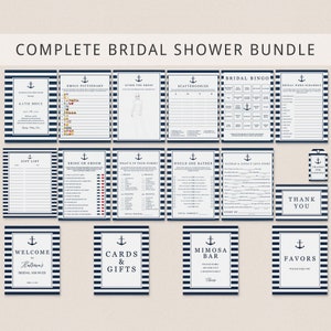 Nautical Bridal Shower Games Bundle: Beach Wedding Invitation (Digital Download) NS1