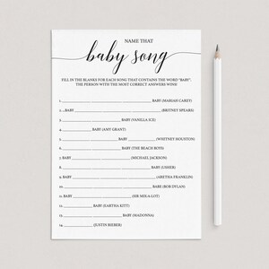 Gra „Nazwij tę piosenkę dla dziecka” Gry dla dzieci na baby shower do pobrania natychmiast Gra „Zgadnij melodię dziecka” Gry rustykalne na baby shower do wydrukowania z papieru Kraft zdjęcie 3