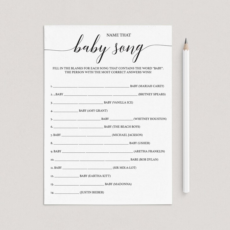 Gra „Nazwij tę piosenkę dla dziecka” Gry dla dzieci na baby shower do pobrania natychmiast Gra „Zgadnij melodię dziecka” Gry rustykalne na baby shower do wydrukowania z papieru Kraft zdjęcie 3