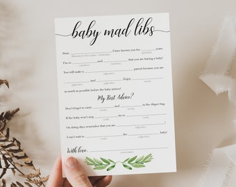 Mad Libs for Baby Shower | Madlibs Game, Greenery Baby Shower Games Download, Baby Mad Libs Game Instant Download, DIY Watercolor Party GL1