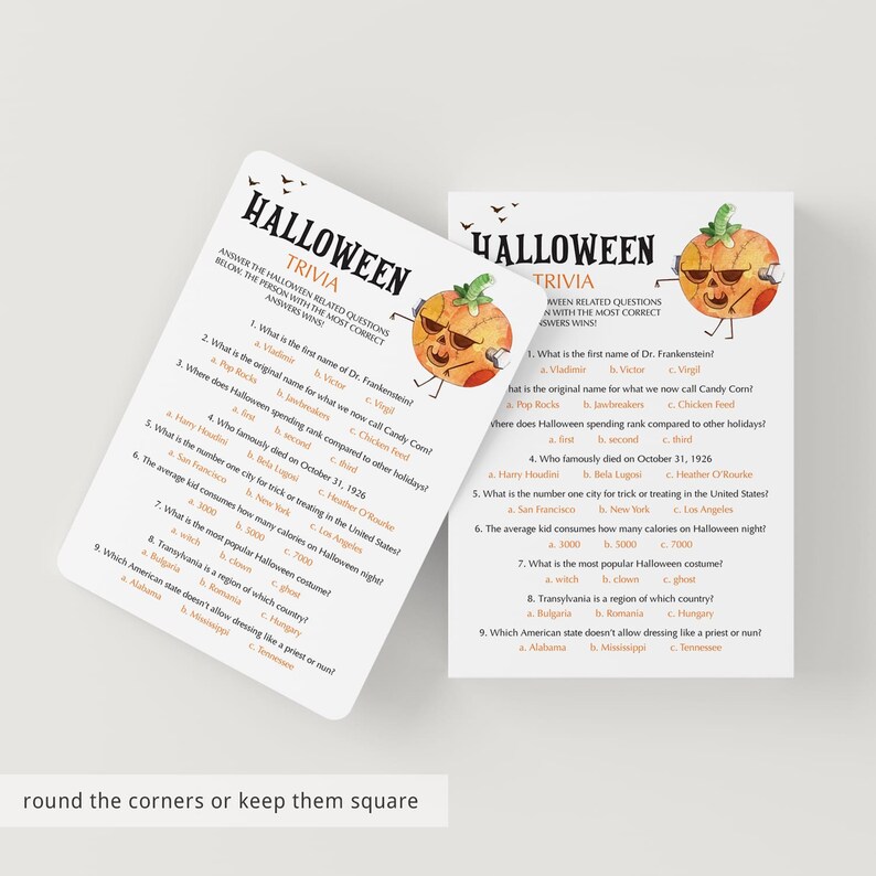 Halloween Trivia Printable Halloween Party Games for Adults - Etsy