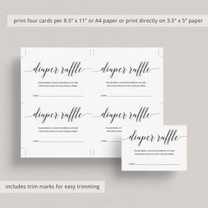 Gender Neutral Diaper Raffle Card Template Simple Babyshower Invite Insert Card Baby Sprinkle Diaper Raffle Ticket Printable Kraft Paper CL2 image 5
