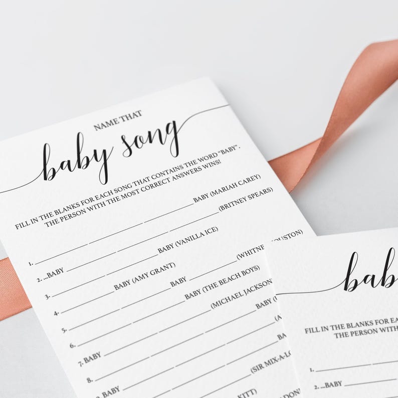 Gra „Nazwij tę piosenkę dla dziecka” Gry dla dzieci na baby shower do pobrania natychmiast Gra „Zgadnij melodię dziecka” Gry rustykalne na baby shower do wydrukowania z papieru Kraft zdjęcie 2