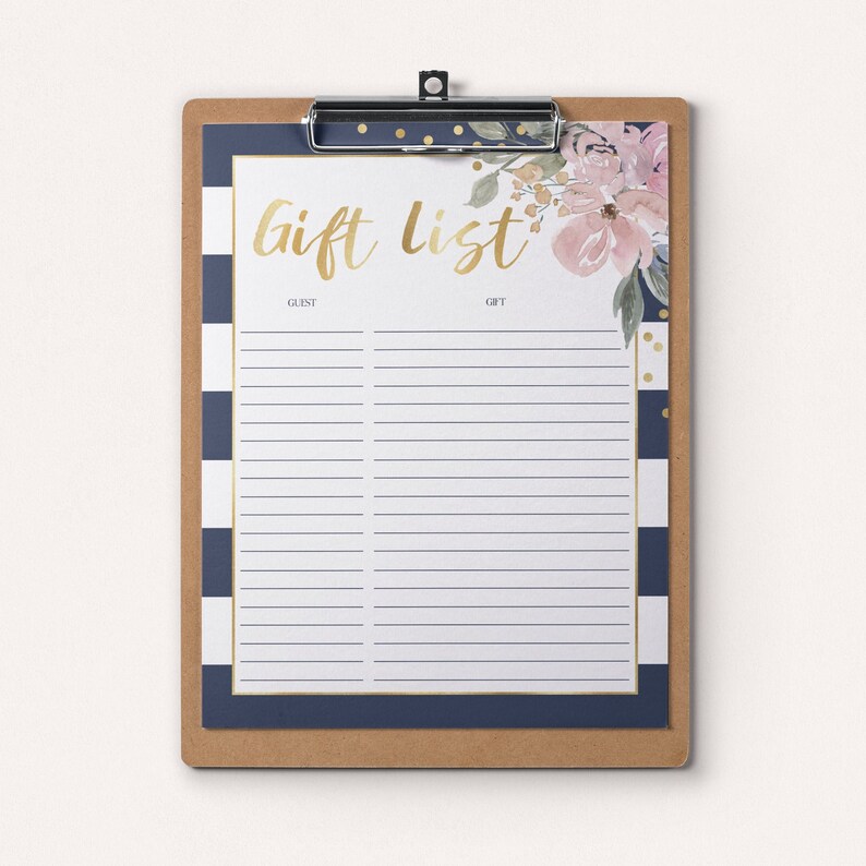 Free Printable Bridal Shower Gift Tracker