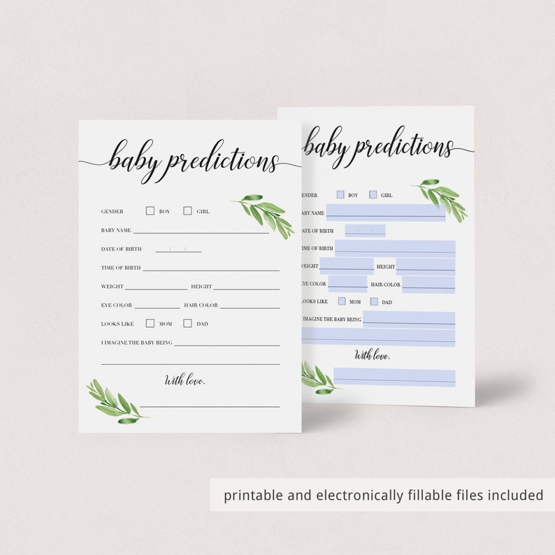 Greenery Baby Shower Games for Zoom Baby Party Printables Virtual Baby Shower Dear Baby Game Virtual Baby Wishes Virtual Advice Cards GL1