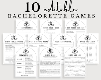 Bride or Die Bachelorette Party Games Bundle Editable Templates Til Death Do Us Party Themed Hens Night Scavenger Hunt Goth Dirty Minds DP2