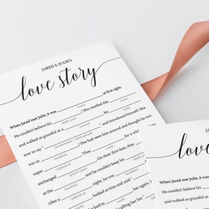 Love Story Mad Libs Wedding Shower Games Printable Wedding Madlibs ...