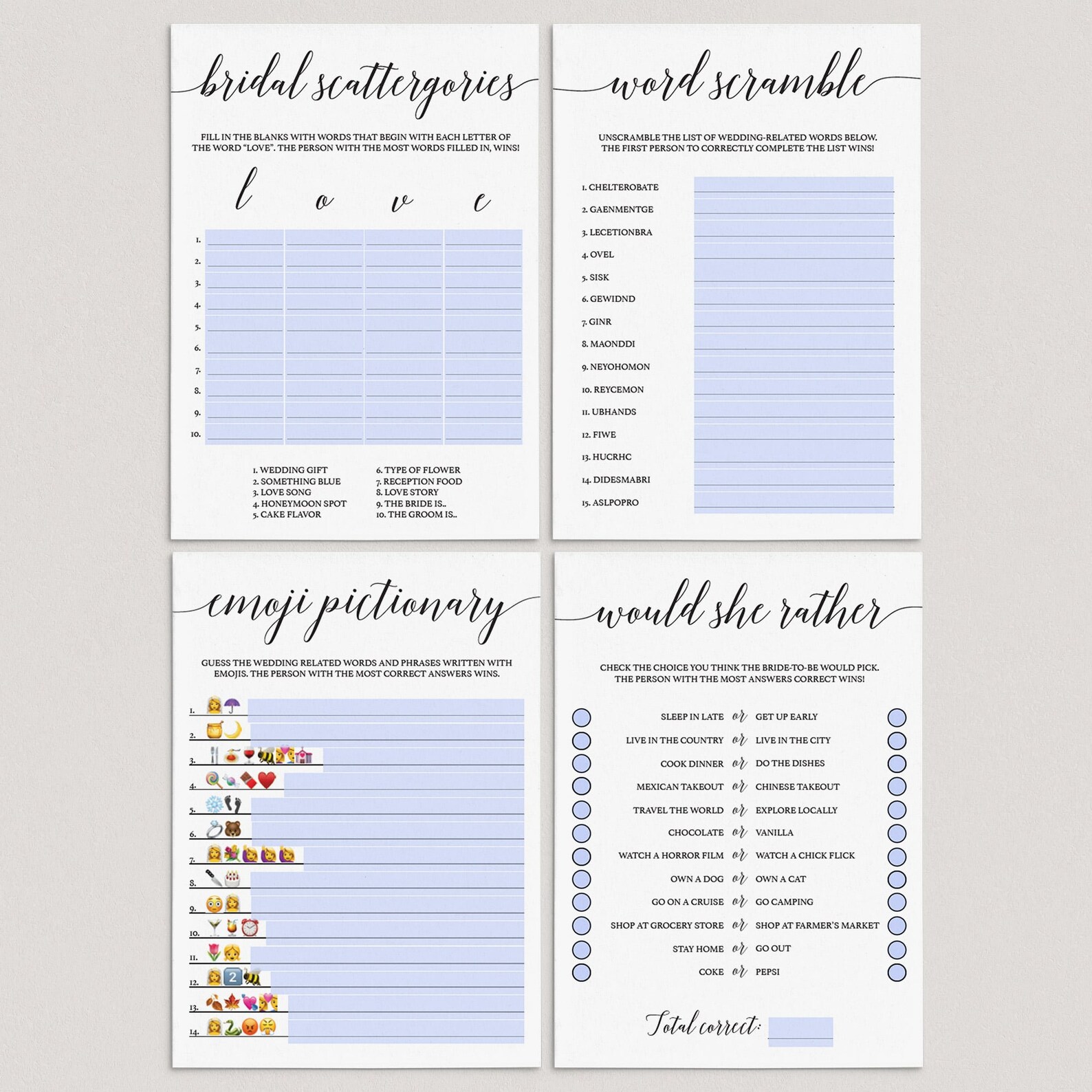 Zoom Bridal Shower Games Bundle Virtual Bridal Shower Game for Etsy