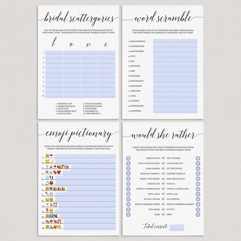 Zoom Bridal Shower Games Bundle Virtual Bridal Shower Game for Etsy