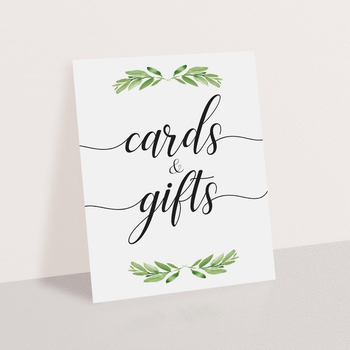 Cards and Gifts Sign Printable Green Baby Shower Decor | Etsy